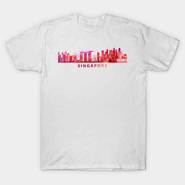 Singapore Skyline T-Shirt by Elenia Design